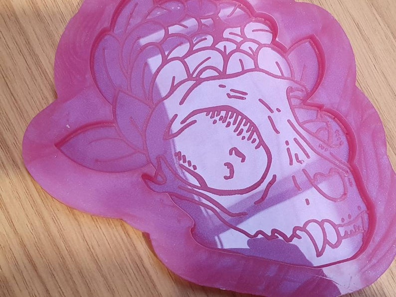 Cat Skull with Flower Wall Hanging Silicone Mould