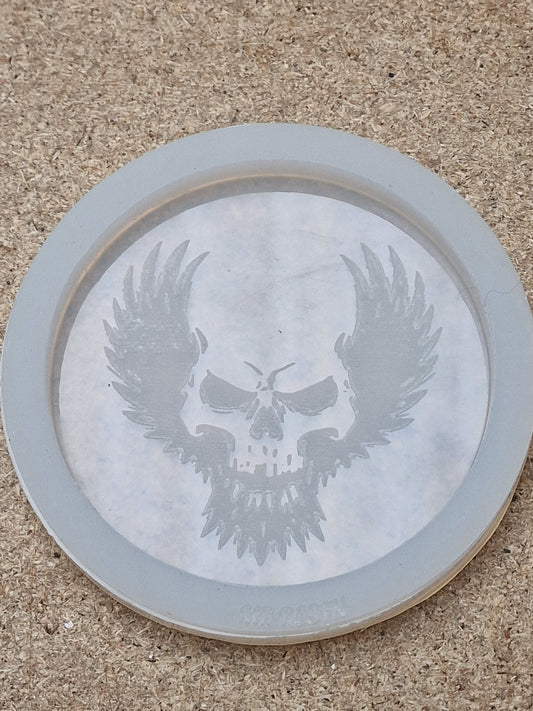 10cm/100mm Winged Skull Coaster Silicone Mould